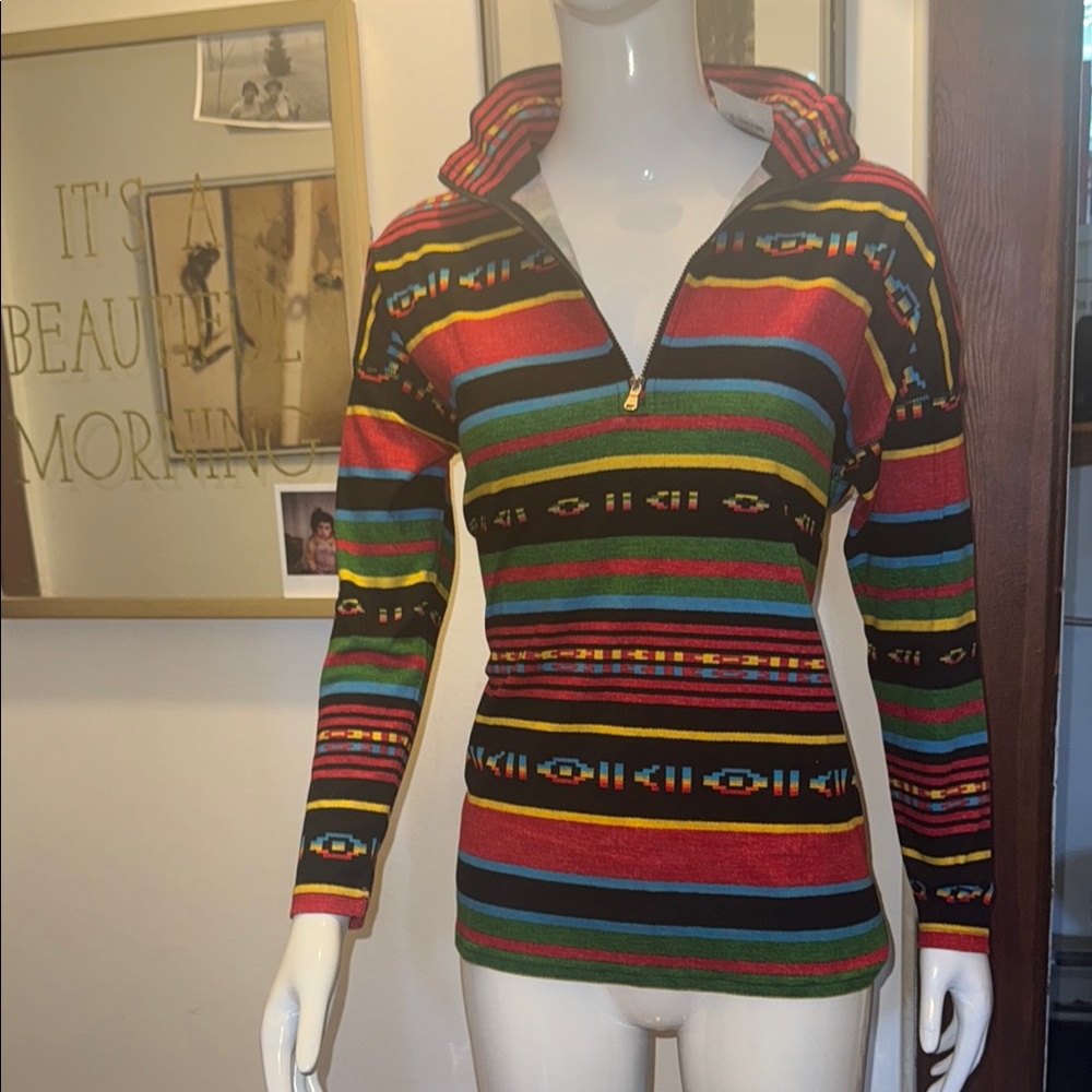NWT Chaps size small Colorful Striped long sleeve Navajo print zip up